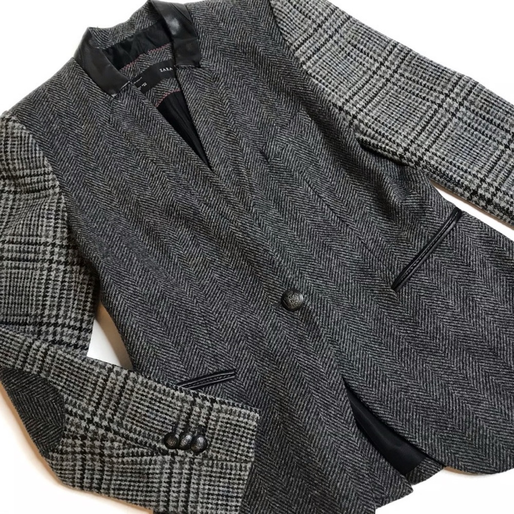 GORGEOUS ZARA SPAIN HERRINGBONE BLAZER, 100% SHETLAND WOOL